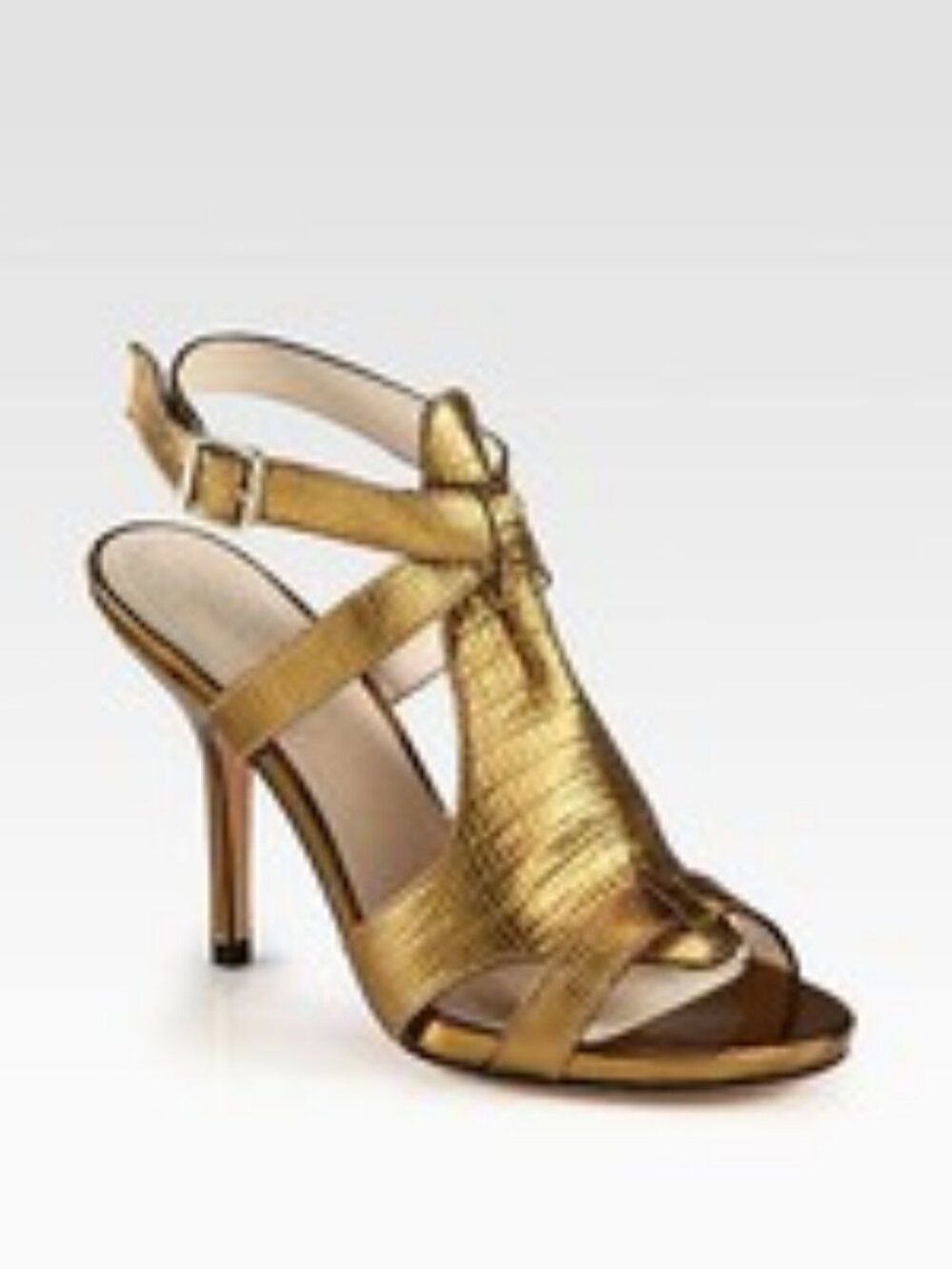 Elizabeth and James Gold Tango Embossed Metallic Leather Crisscross Sandals